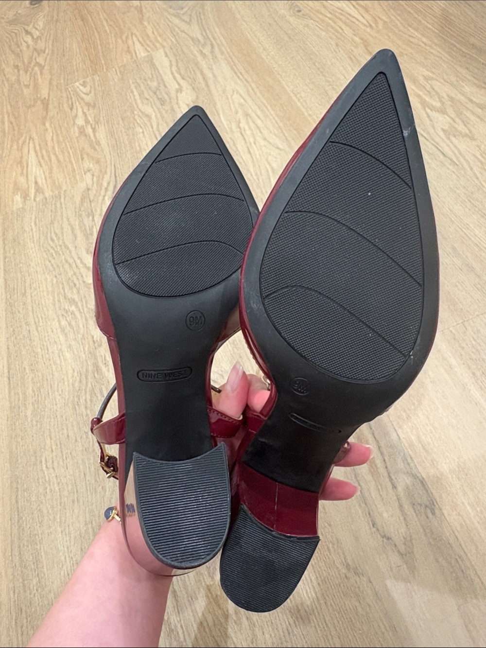 Nine West Wine T-Strap Pointed Heels - Picture 5 of 6